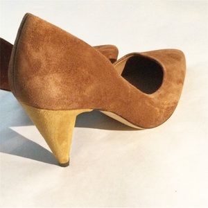Daniblack Channing Pumps. Leather Suede Multi-Color. Cognac and Gold